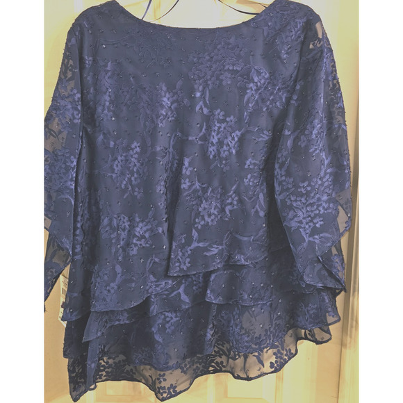 NWT Alex Evenings Blue Lace and Rhinestone Size 1X (bust 43) - Picture 4 of 5